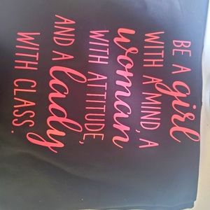 2x Hot pink wording on black t shirt 2x
